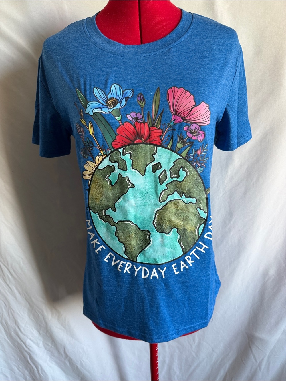 Blue Graphic Earth Day Short Sleeve Tee